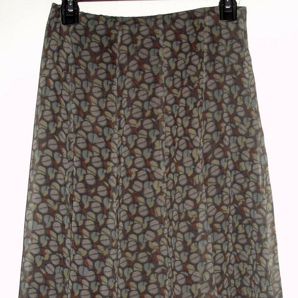 Wrap London Brown, Gray and Green Silk Midi Skirt - Picture 2 of 9